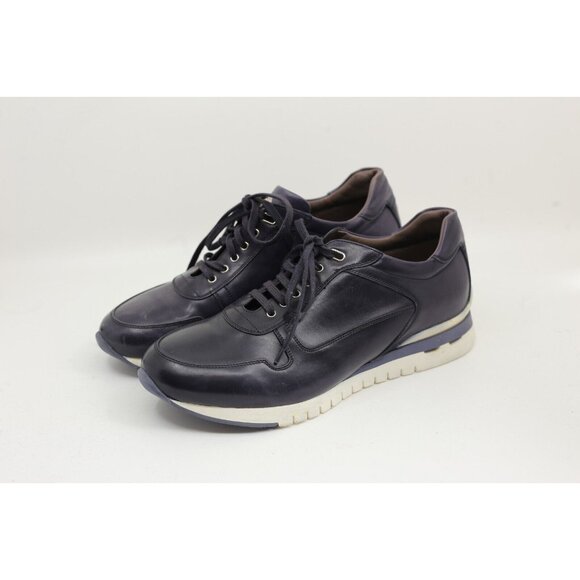 $2,495 Stefano Ricci Leather Sneakers Rich Navy NEW
